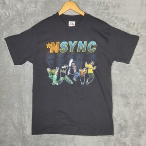 Vintage 1999 NSYNC T-shirt Size Medium Black Double Sided Spell Out